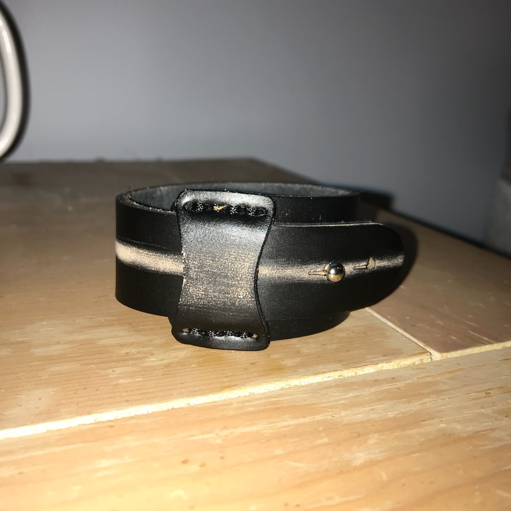 Black leather cuff bracelet